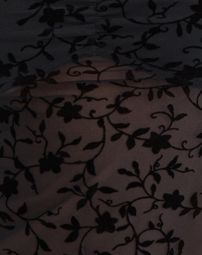 Fierza Cami Top in Pretty Petal Flock Black