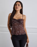 Fierza Cami Top in Doodle Flower Flock Brown