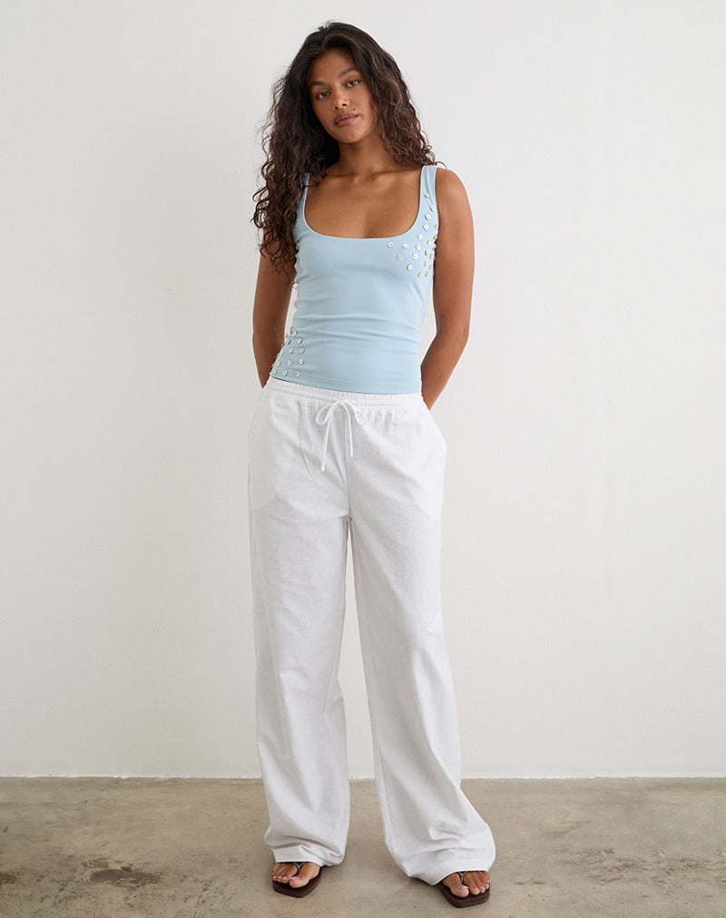 Gelita Vest with Pearl Buttons in Blue Eco Lyocell