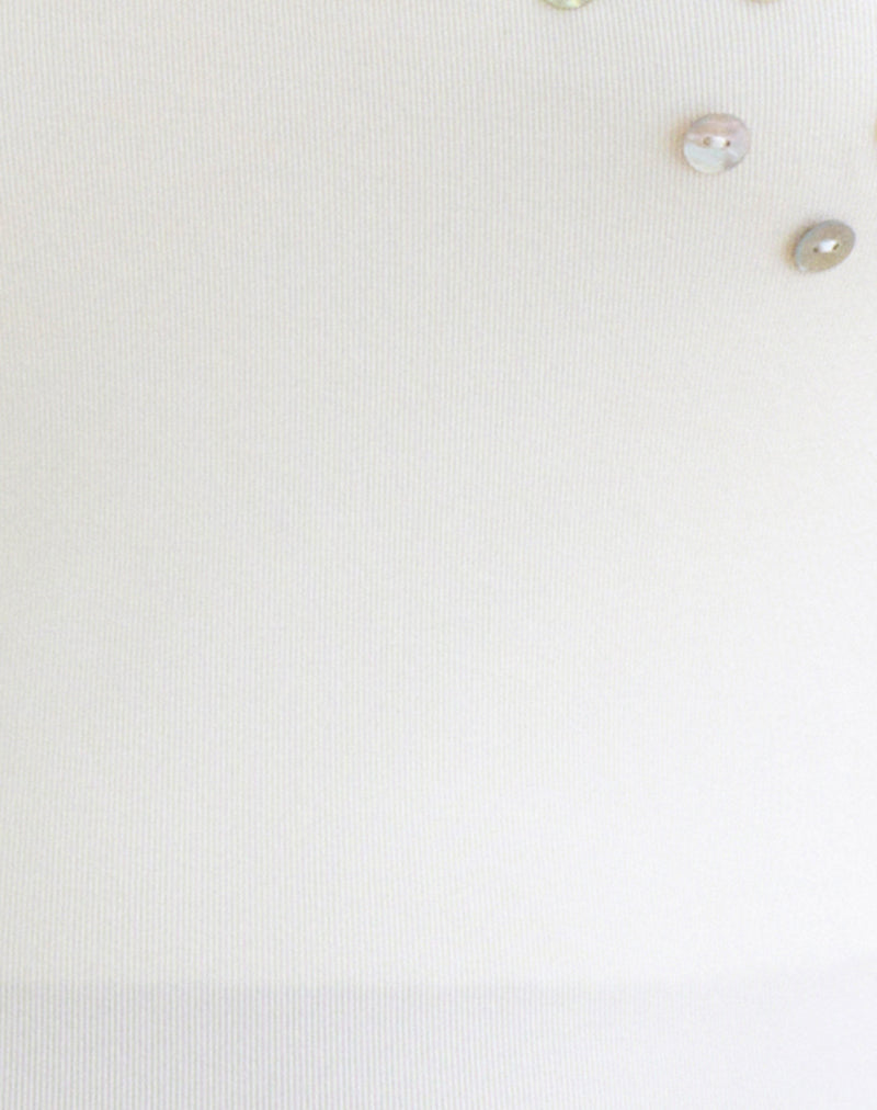 Gelita Vest with Pearl Buttons in White Eco Lyocell