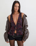 Gendhis Vest Top in Chiffon Scattered Floral Black and Red
