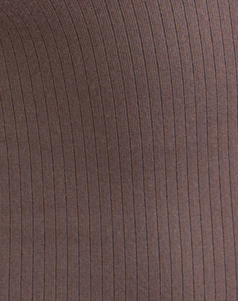 Gincu Ruched Top in Thick Ribbed Coffee Quartz