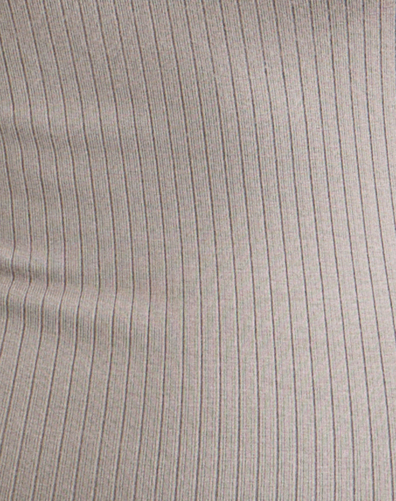 Gincu Ruched Top in Thick Ribbed Moon Rock