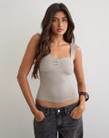 Gincu Ruched Top in Thick Ribbed Moon Rock