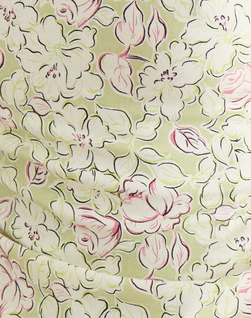 Giulia Knot Halterneck Top in Blooming Lily Green