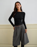 Gomira Long Sleeve Top in Black with Lace Trim