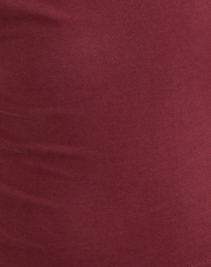 Grizel Halterneck Top with Pearl Trim in Cupro Burgundy