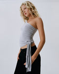 Gryfina Tie Belt Top in Rayon Jersey Lilac Grey