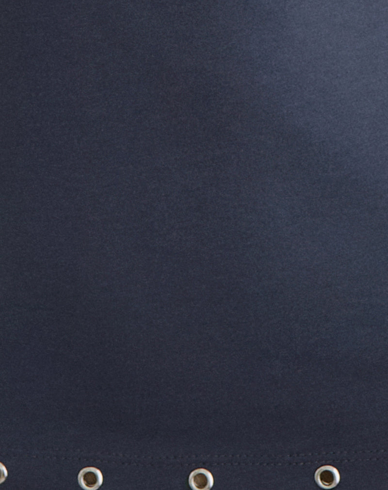 Gyomei Wrap Top in Jersey Ocean Storm with Eyelets