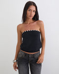 Hagar Top in Black with Pearl Button Trim