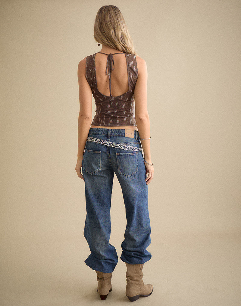 Handira Top in Mesh Blurry Deer Brown