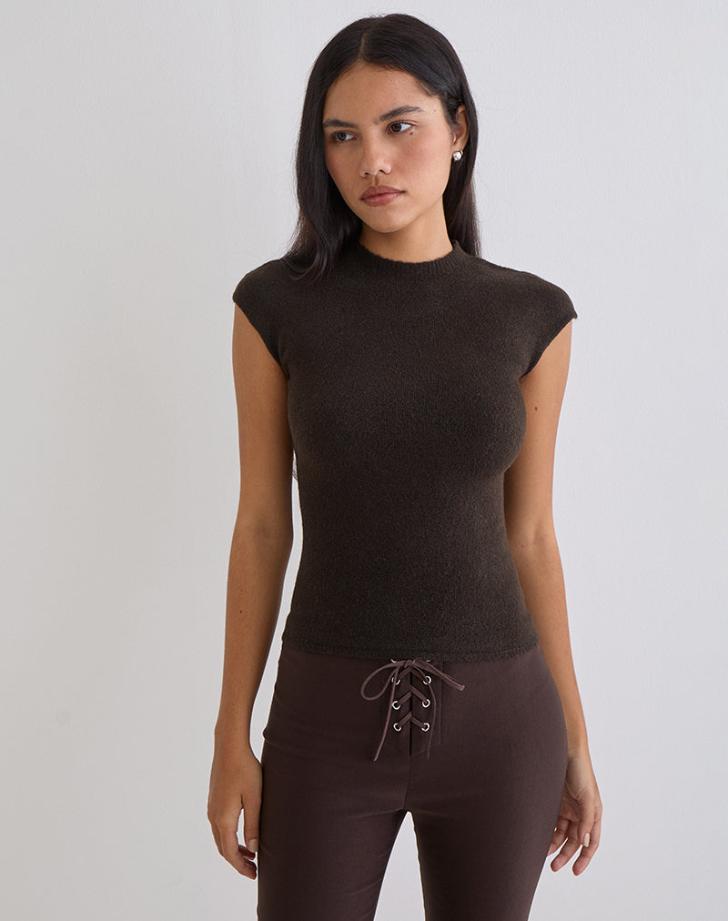 Hanuva Top in Knit Chocolate Brown