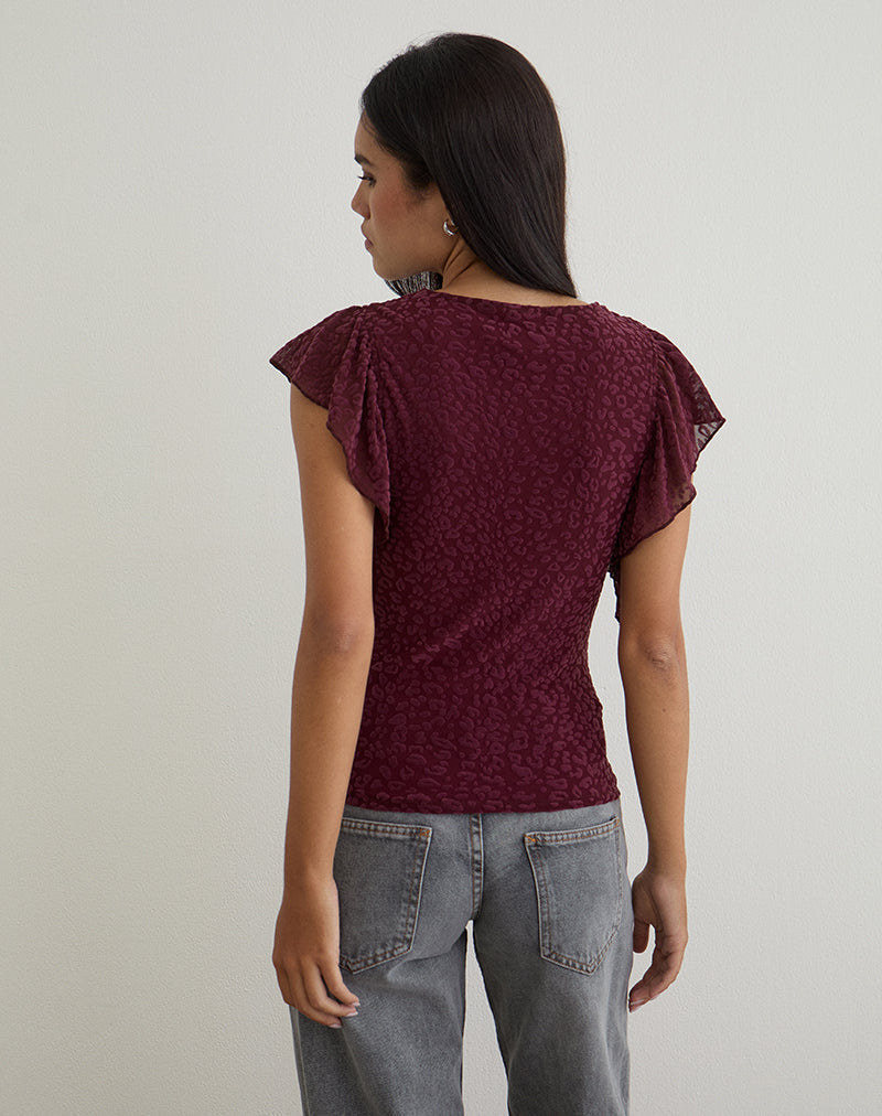 Harsya Top in Flock Mini Leopard Plum