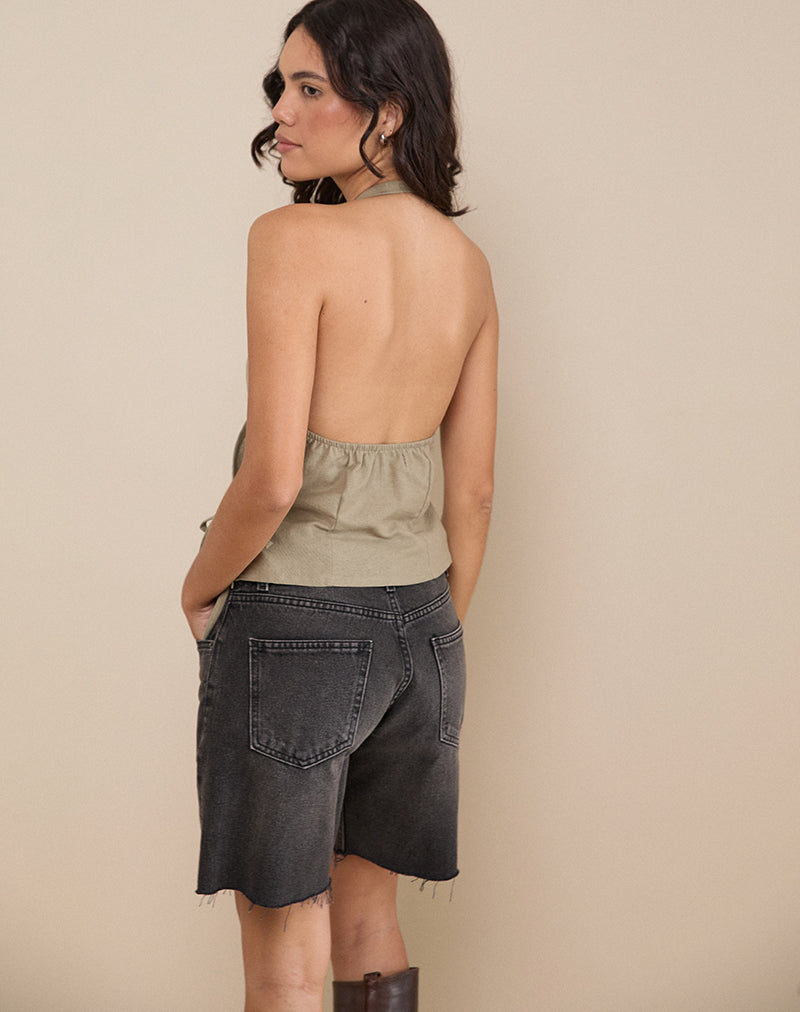 Hart Tie Side Top in Linen Slate Green