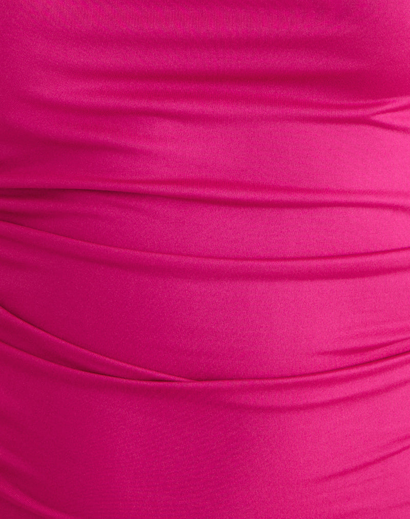 Hezlin Halterneck Top in Milk Silk Hot Pink