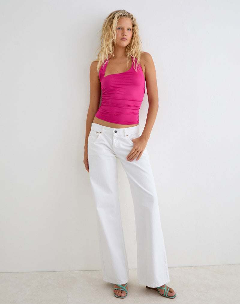 Hezlin Halterneck Top in Milk Silk Hot Pink