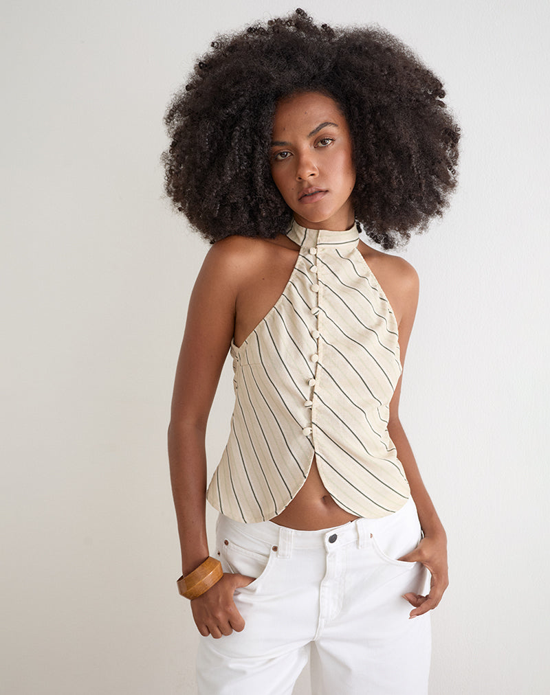 Iggya Top in Tilt Lines Beige