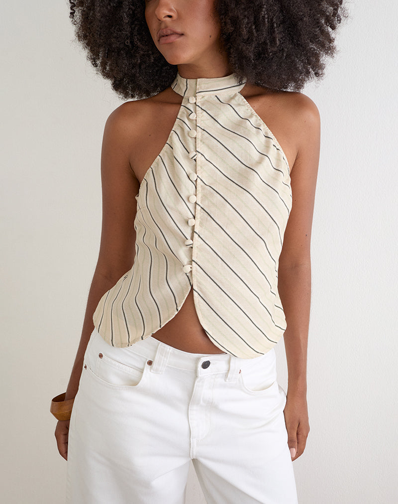 Iggya Top in Tilt Lines Beige