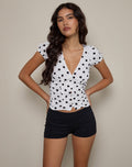 Ilase Ruched Blouse in 80s Polka White
