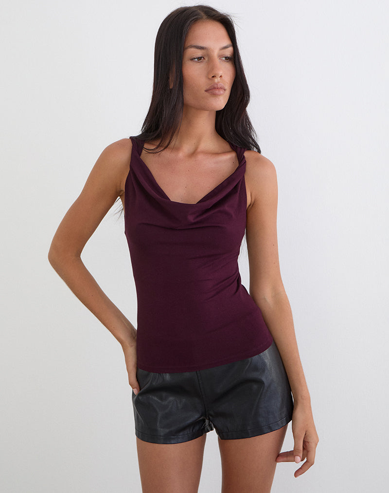 Imrie Open Back Top in Rayon Jersey Redwood