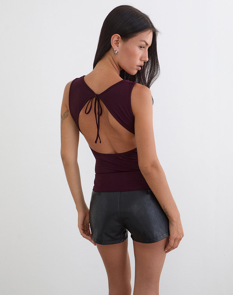 Imrie Open Back Top in Rayon Jersey Redwood