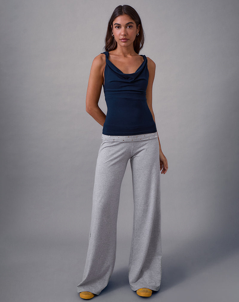 Imrie Open Back Top in Rayon Jersey Navy