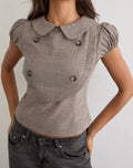 Inihar Top in Tailoring Check Brown