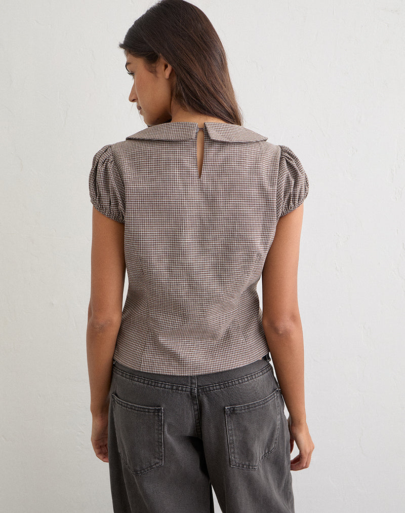 Inihar Top in Tailoring Check Brown