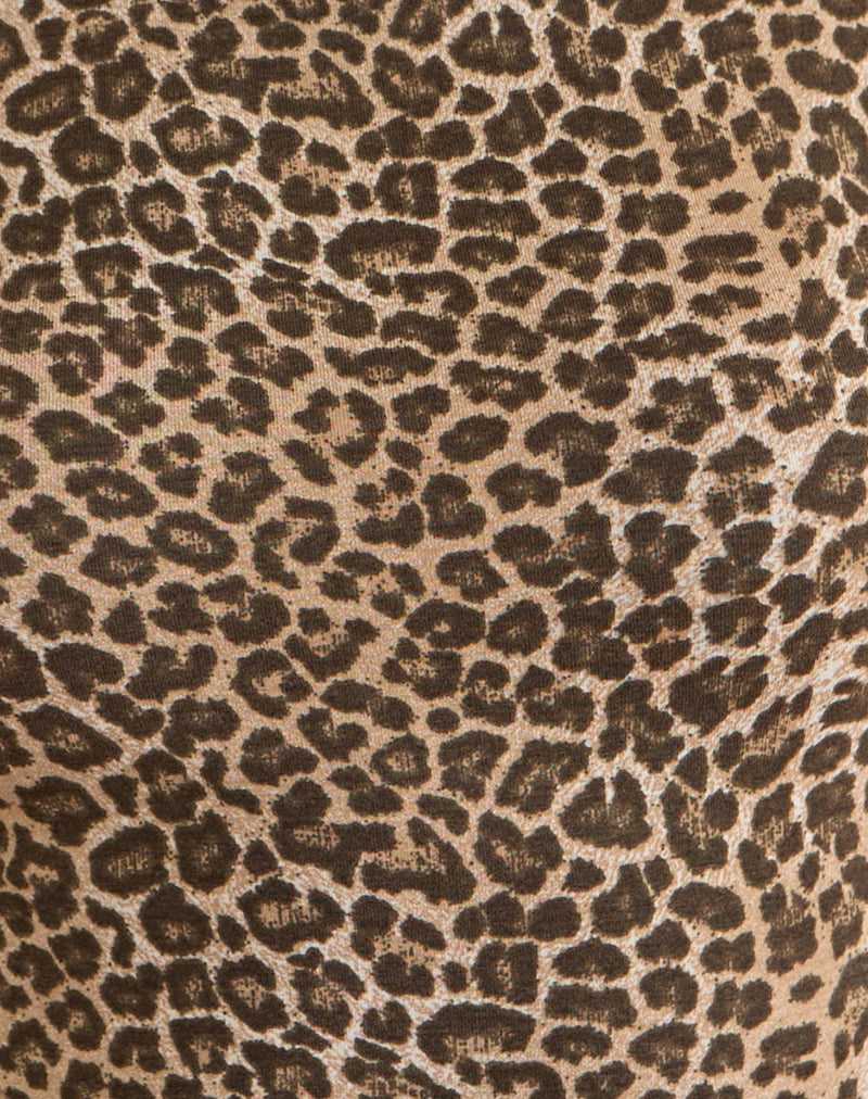 Ione Quarter Sleeve Top in Rar Leopard Brown