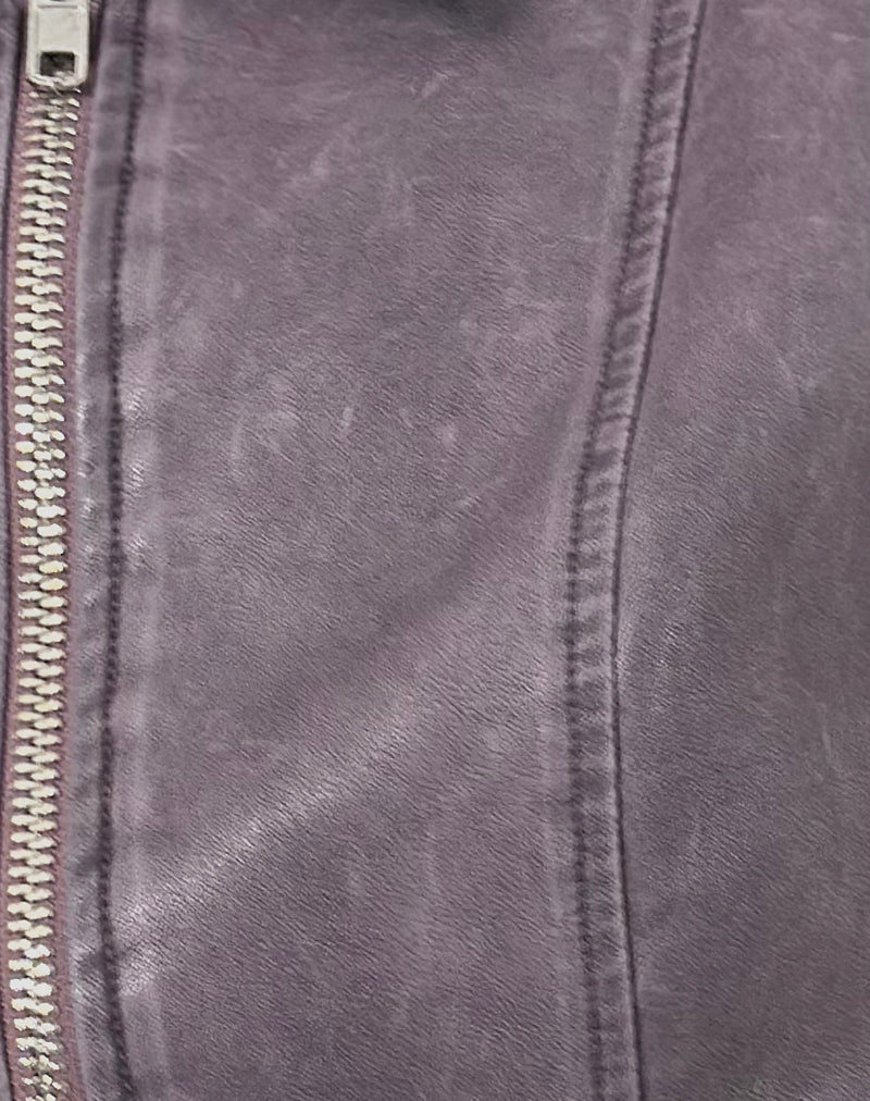 Janae Vest Top in Distressed PU Washed Plum