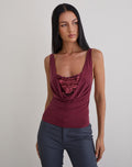 Janice Top in Sequin Jersey Burgundy