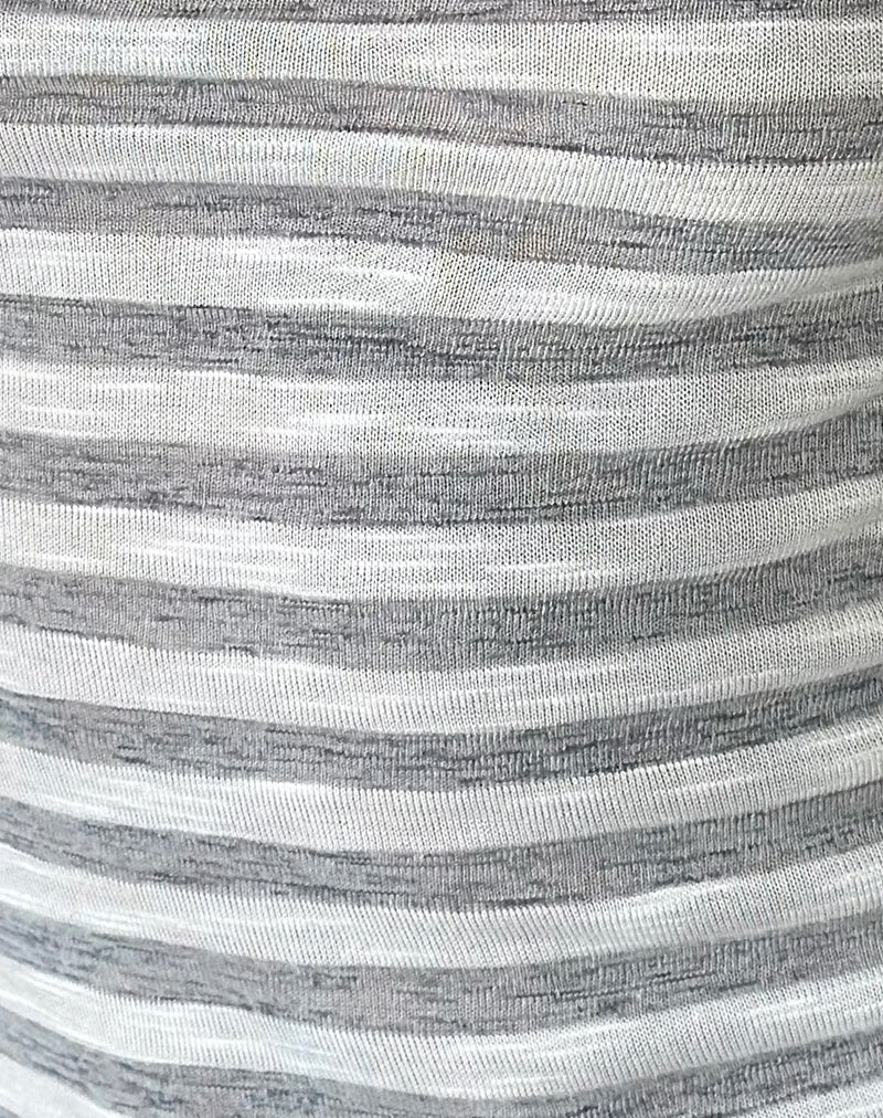 Jasila Vest Top in Sheer Jersey Grey and White Stripe