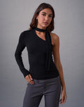 Jayahe One Sleeve Top in Rayon Jersey Black