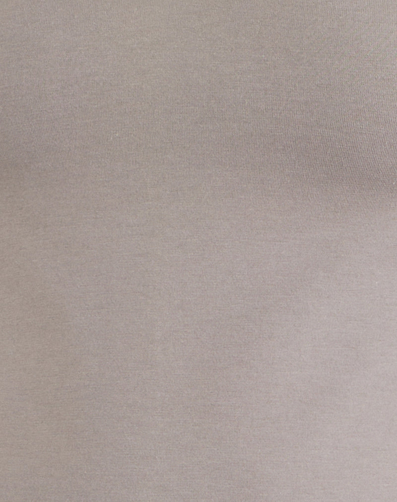 Jenji Long Sleeve Top with Pearl Button in Moon Rock