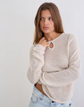 Jenya Long Sleeve Top in Knit Ecru