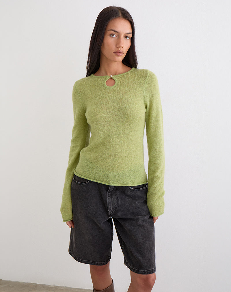Jenya Long Sleeve Top in Knit Sage