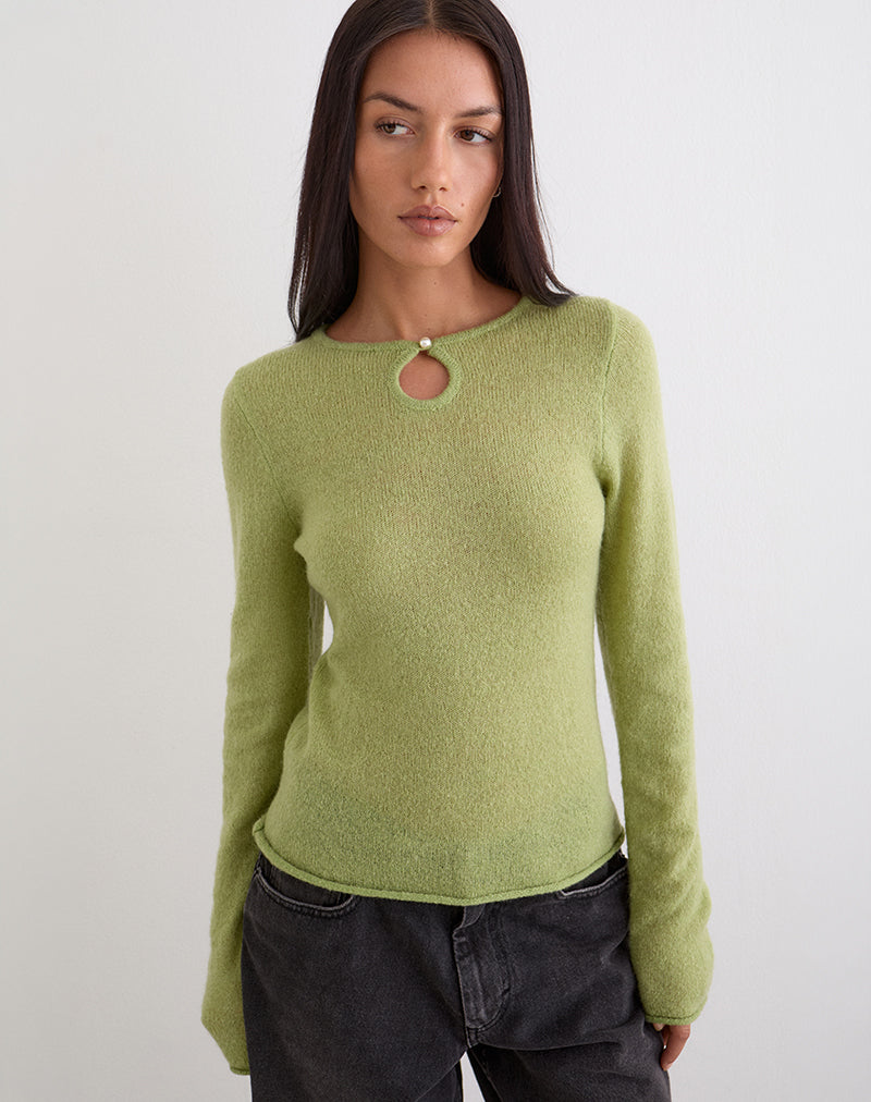 Jenya Long Sleeve Top in Knit Sage