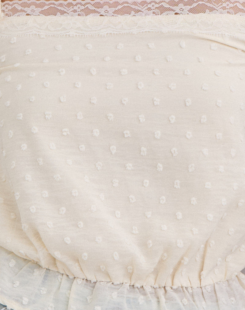Jetlyn Top in Dobby Chiffon Cream with Lace Panel