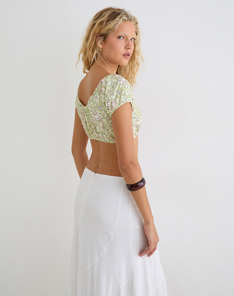 Jiha Top in Blooming Lily Green