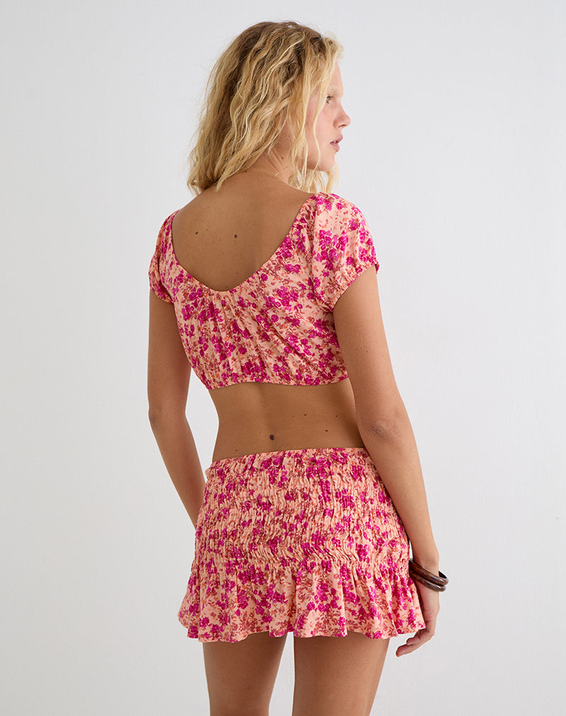 Jiha Top in Dark Wild Flower Cantaloupe