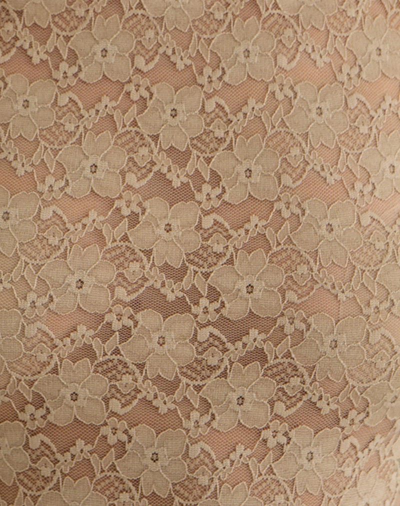 Jiwon Keyhole Top in Lace Khaki