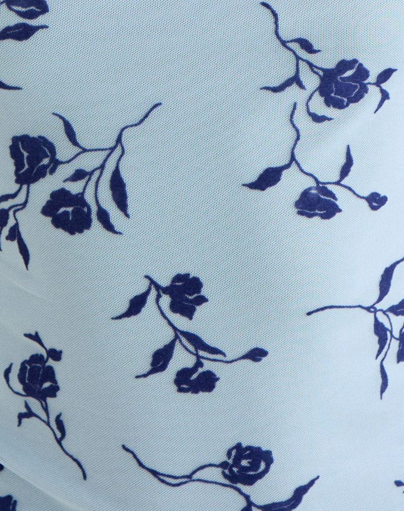 Jiwon Keyhole Top in Thin Leafy Blue