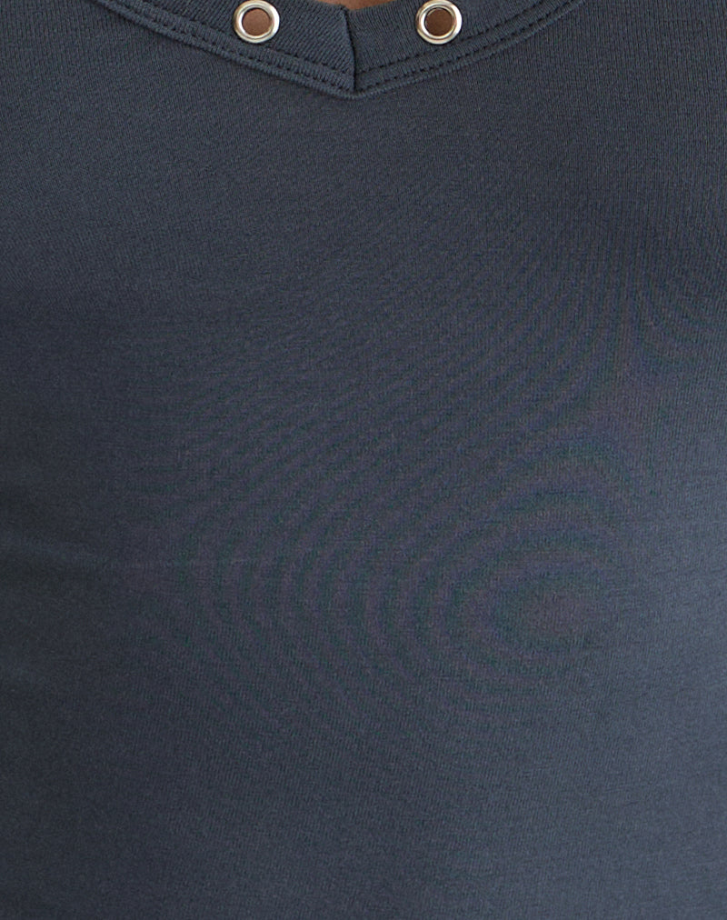 Jugo Halterneck Top in Ocean Storm with Eyelets