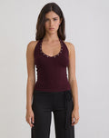Jugo Halterneck Top in Redwood with Eyelets