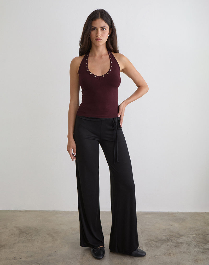 Jugo Halterneck Top in Redwood with Eyelets