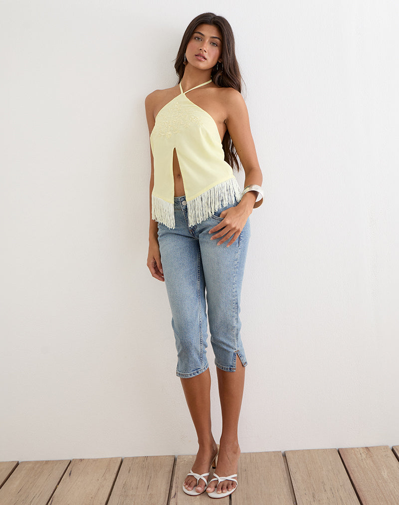 Junaya Top in Lemon with Vintage Bloom Embroidery