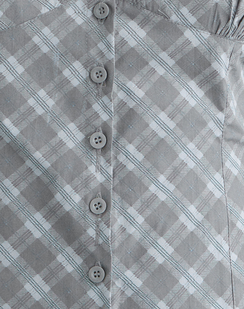 Kadeka Shirt in Poplin Oblique Check Grey