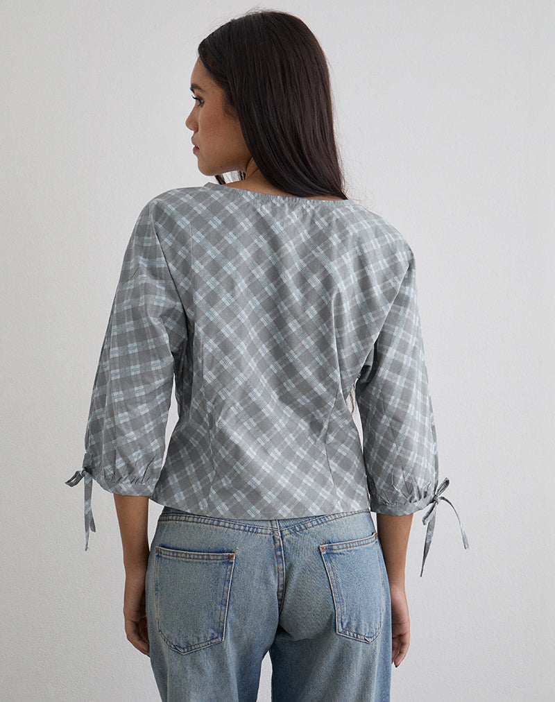 Kadeka Shirt in Poplin Oblique Check Grey