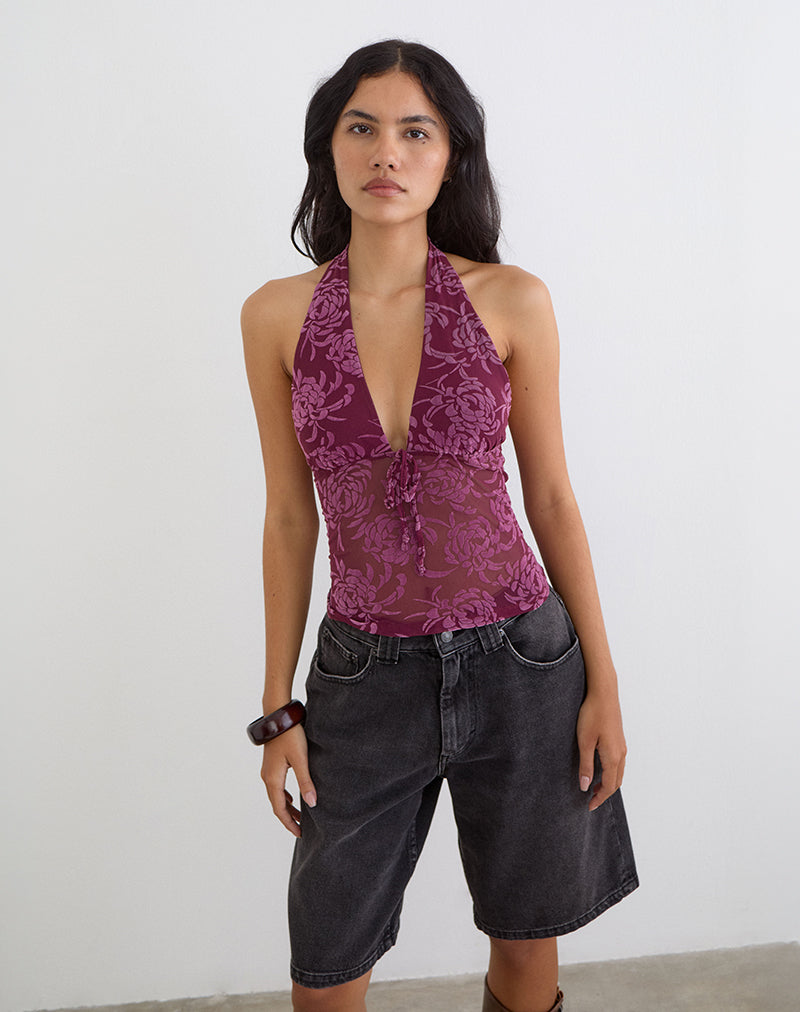 Kadio Top in Flock Shadow Leaf Plum