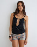 Kalei Cami Top in Rayon Jersey Black with Studs